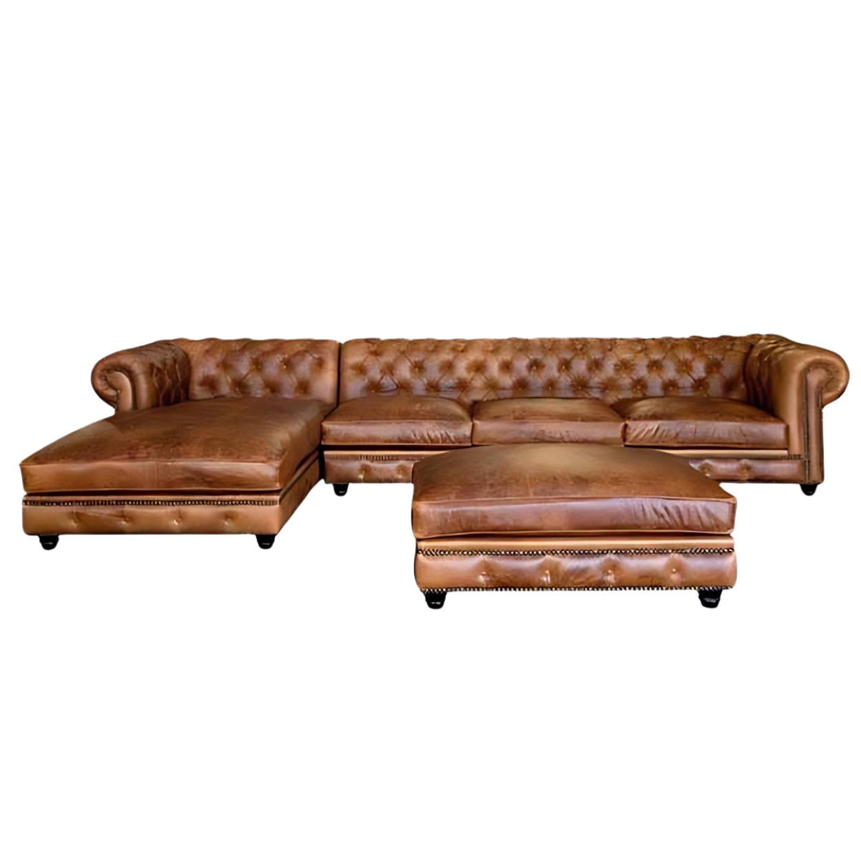 Classic Chesterfield Leather Sofa with Daybed 01