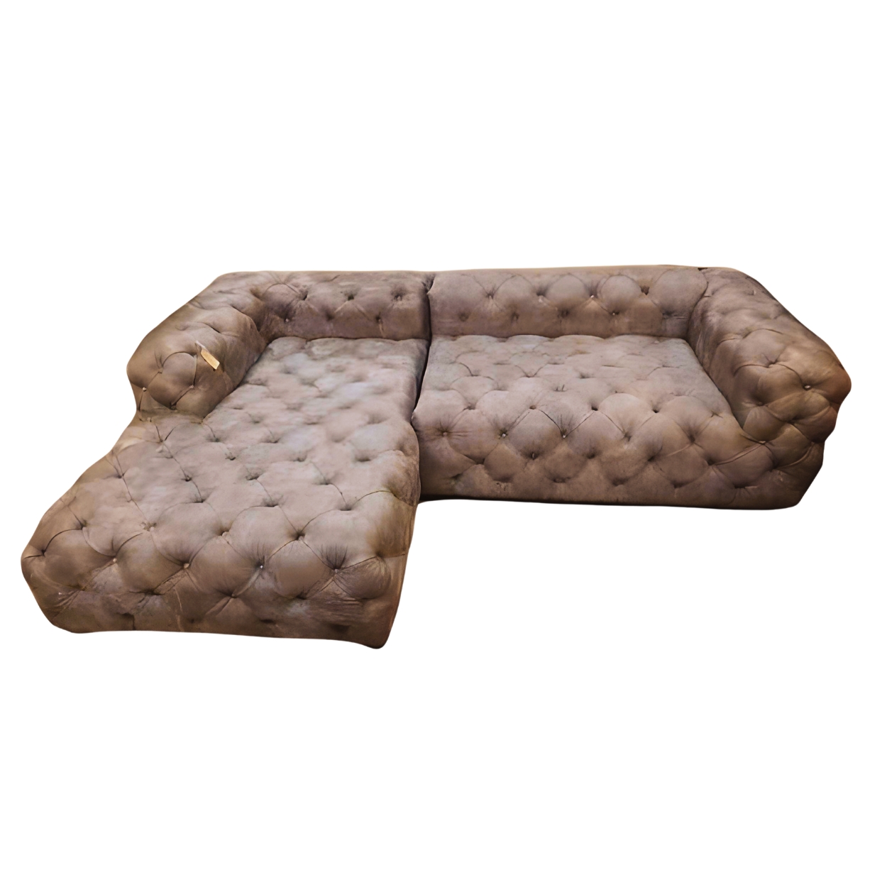 Full Button Low Back Chesterfield Leather Sofa with Daybed 01