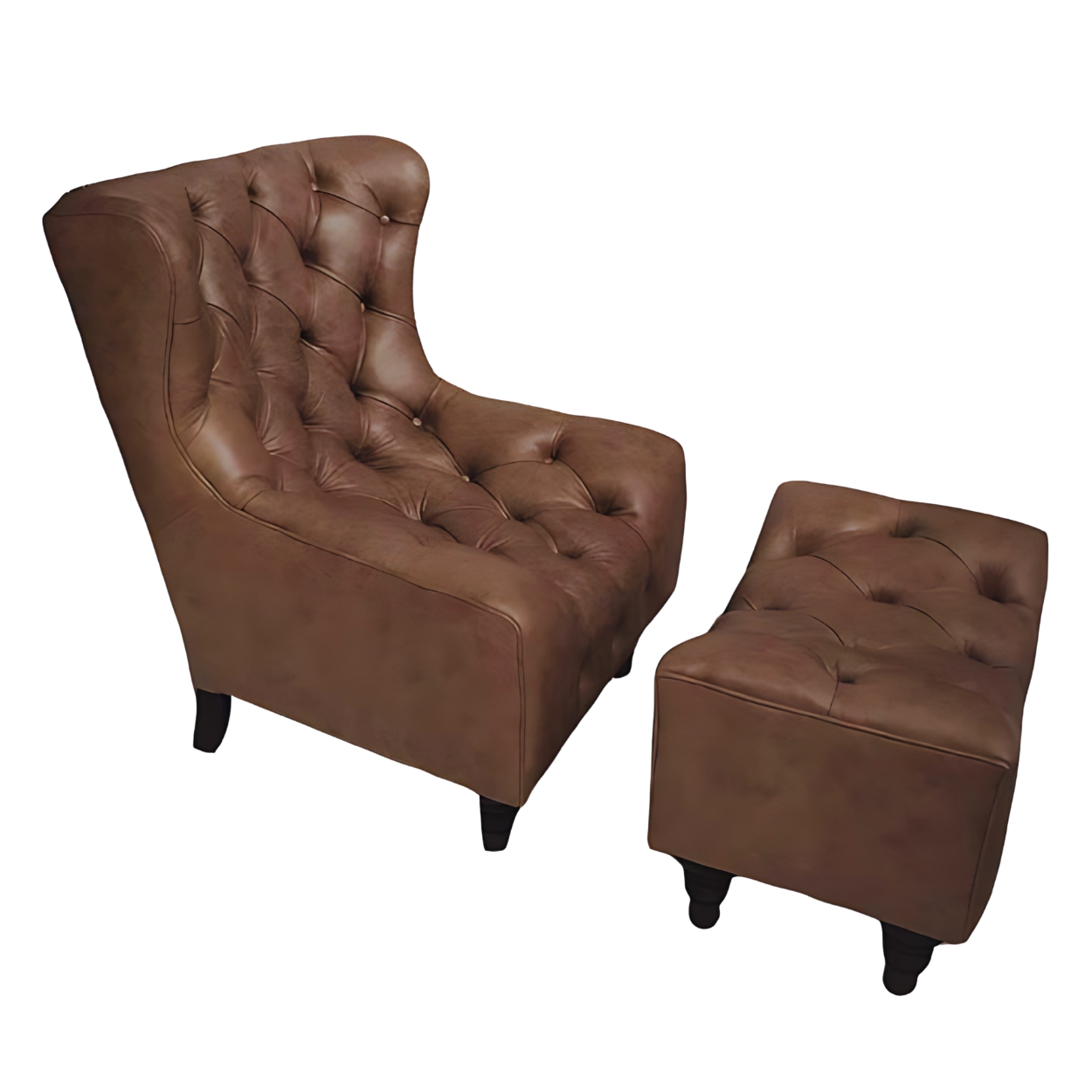 Lazy Wingback Chair & Ottoman Set 01