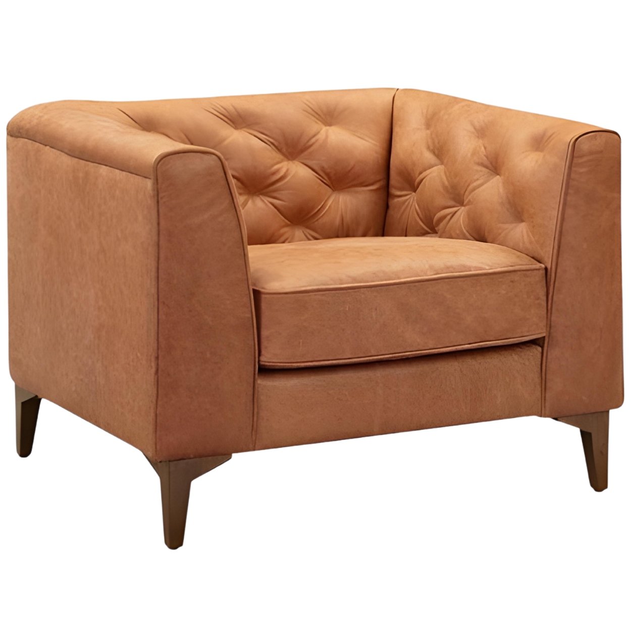 Savannah Genuine Leather Seating - Mid-Century Modern with Diamond Tufting 02