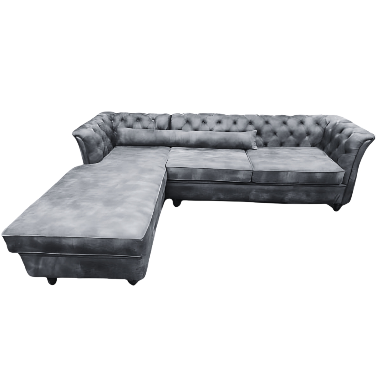 Straus Chesterfield 3 seater Leather Sofa with Daybed. 01